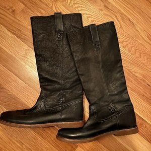 Frye Genuine Leather Celia X Stitch Boot - hand-dyed navy blue